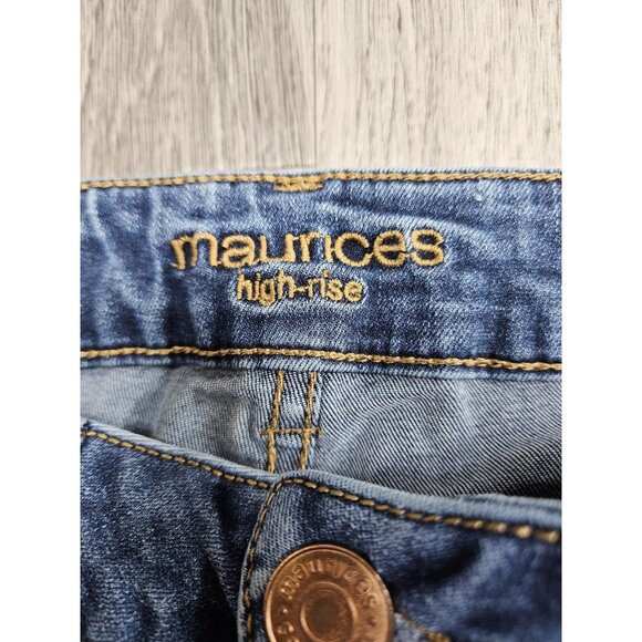 (3/$35) Maurices Jeans Womens Small High Rise Blue Denim Button Fly Distressed - Picture 4 of 11